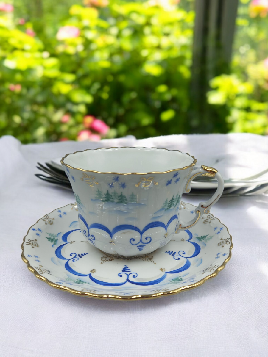 Чашка чайная с блюдцем 400 мл Кружево Зима авт.рос.Коришева Е.С.