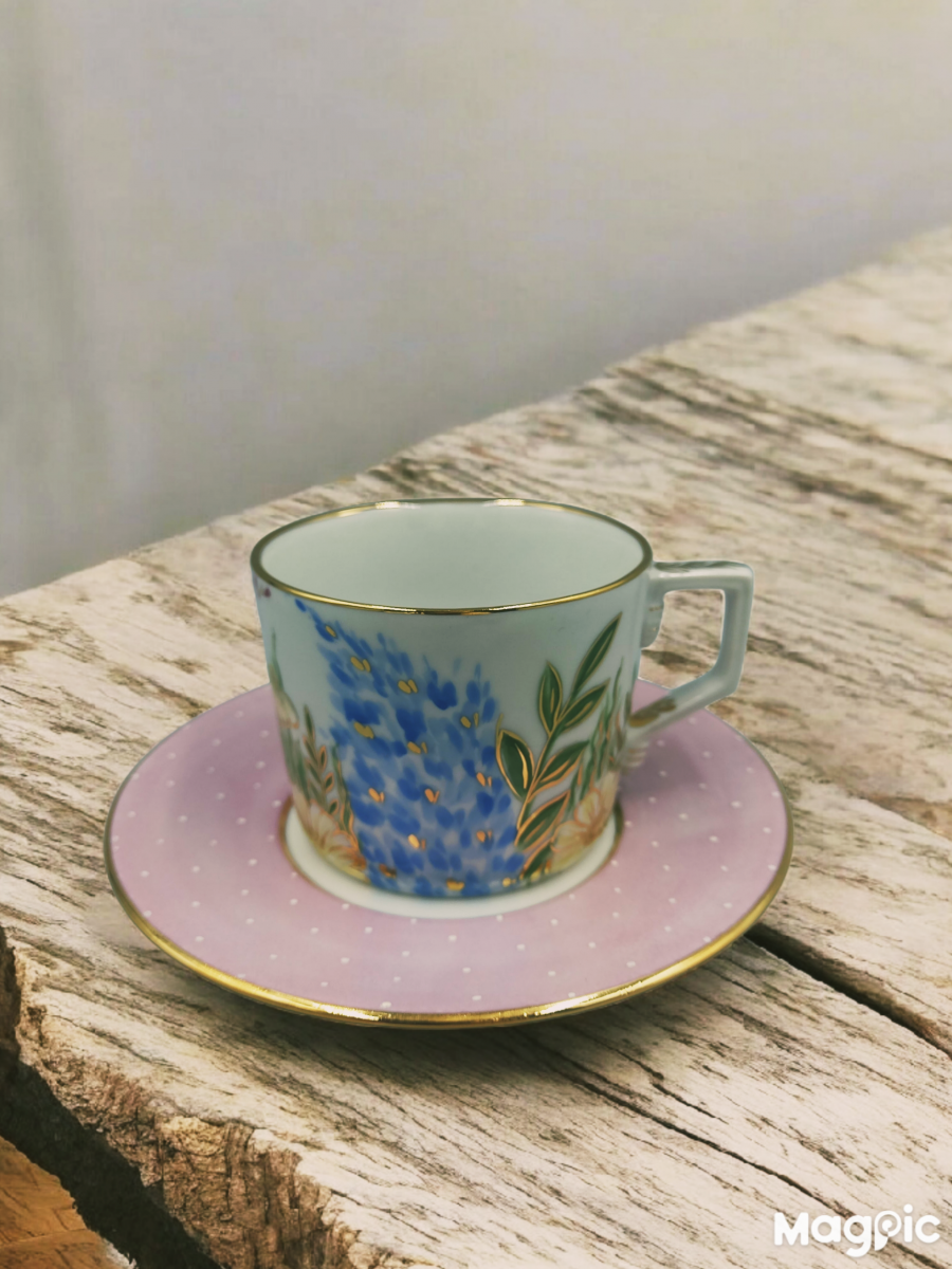 Чашка чайная с блюдцем Цилиндр Летний луг рос.Ковтун С.А.