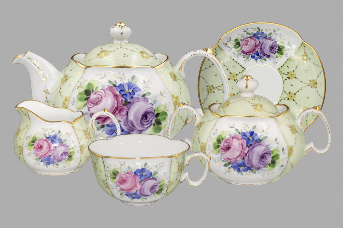 Сервиз чайный 15 предм.Подарочный рис."Летний блюз" авт.Полякова М.Ю.