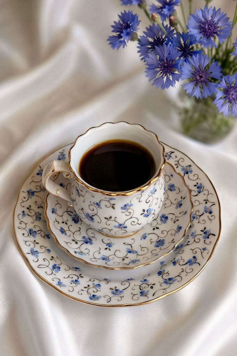 Набор чайный 3пр Цветочное кружево авт.рос.Коришева О.П.