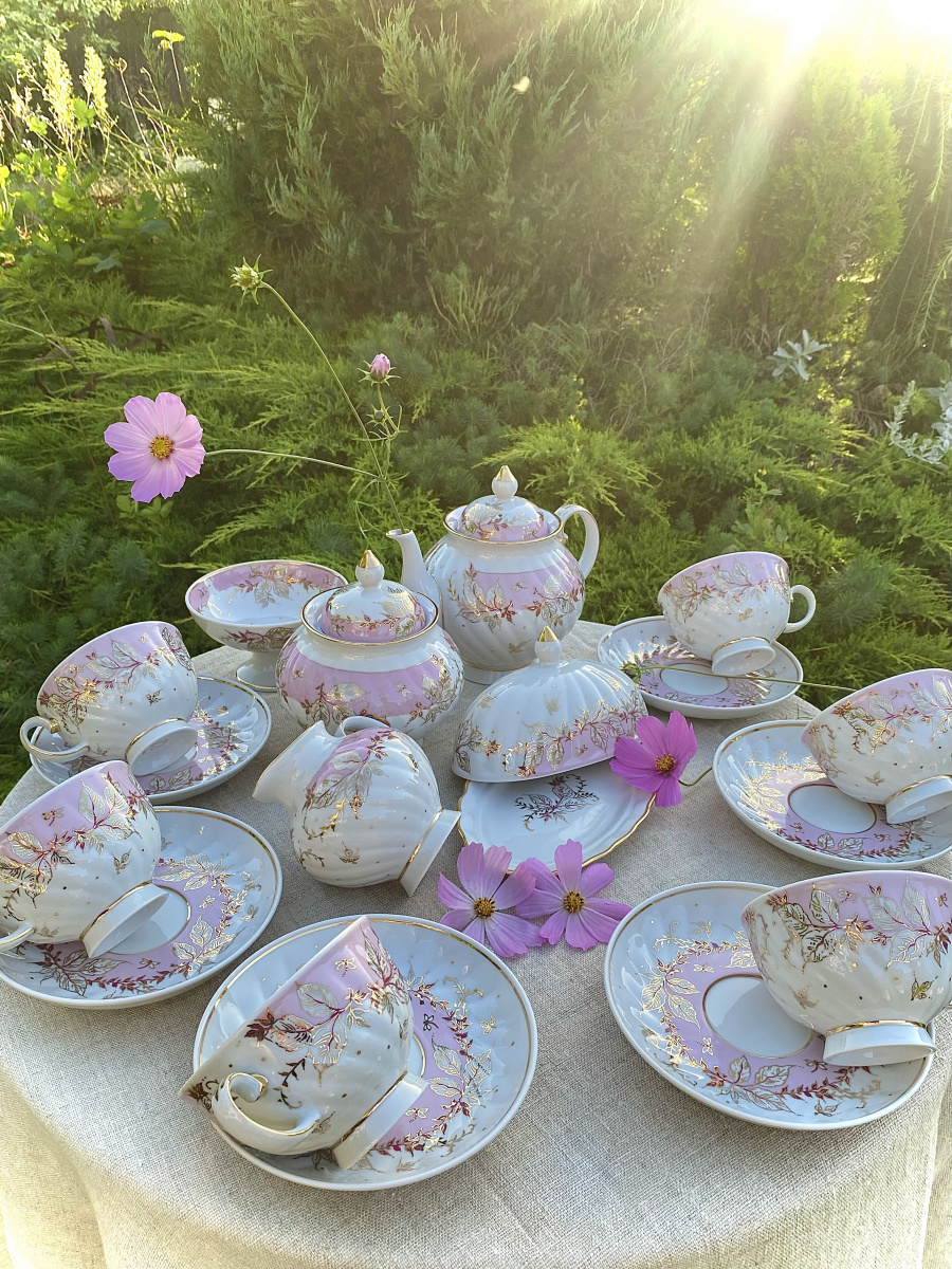 Сервиз чайный 17 предм. Голубая роза Нежное утро авт.рос.Ширина В.В.
