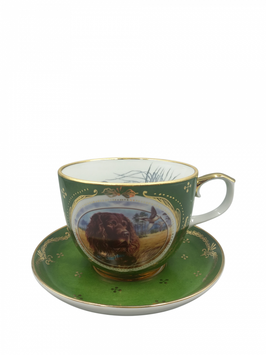 Чашка чайная с блюдцем Колокол Охота авт.рос.Коришева Е.С
