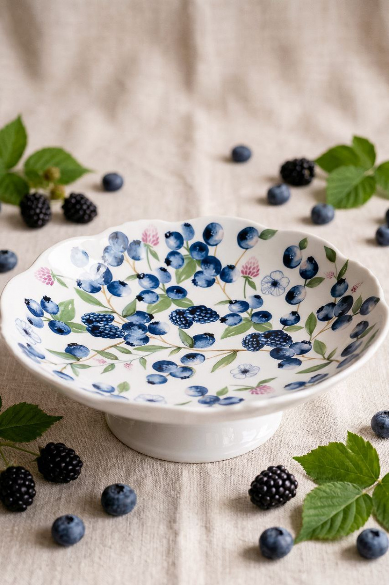 Ваза для фруктов Юбилейная Черника