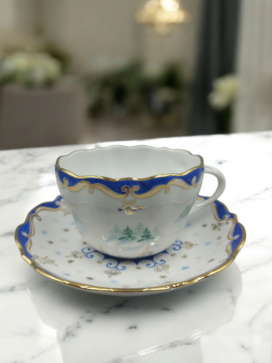 Чашка чайная с блюдцем 400 мл Дулька Зима авт.рос.Коришева Е.С.