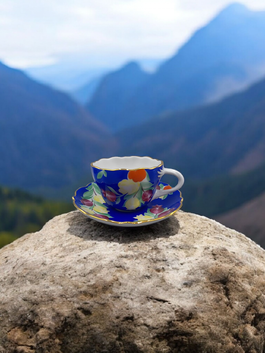 Чашка чайная с блюдцем 400 мл Дулька Красавица Синий рос.Григорьева Д.В.